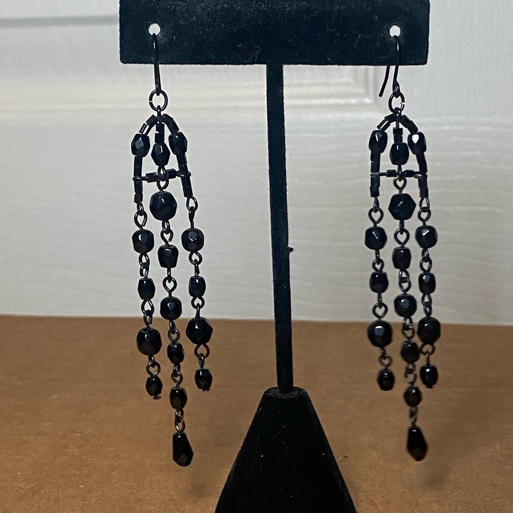 Black dangle hook earrings